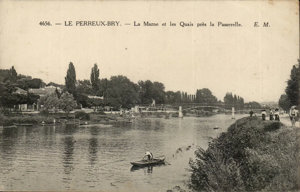 Le Perreux-Bry — Die Marne und die Quais nahe der Brücke — E. M. - Vorderseite