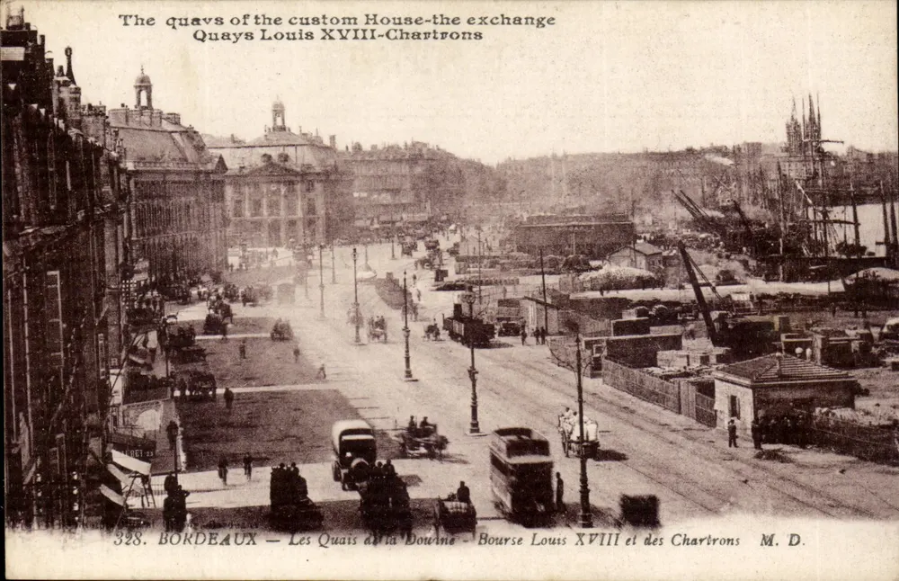 Bordeaux — Die Quais der Douine — Börse Louis XVIII und die Quais der Chartrons — M. D. - Vorderseite