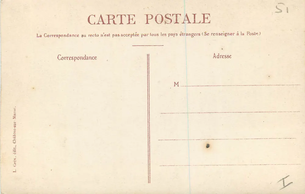 Chalons-sur-Marne — Place de l'Hôtel-de-Ville — L. Coëx, édit. Châlons-sur-Marne - Verso