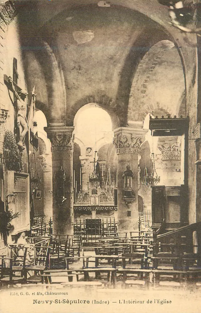 Neuvy-St-Sépulcre (Indre) — Innenansicht der Kirche — Verlag G. G. et fils, Châteauroux - Vorderseite