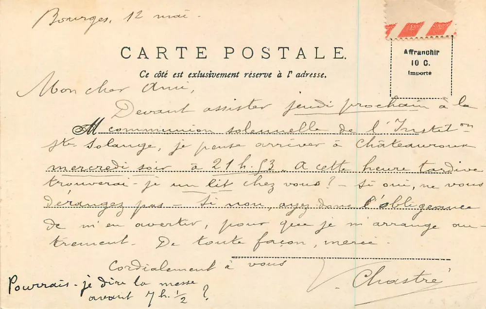 Paray-le-Monial — A Caça. — Veuve DRAGO, Paray-le-Monial - Verso
