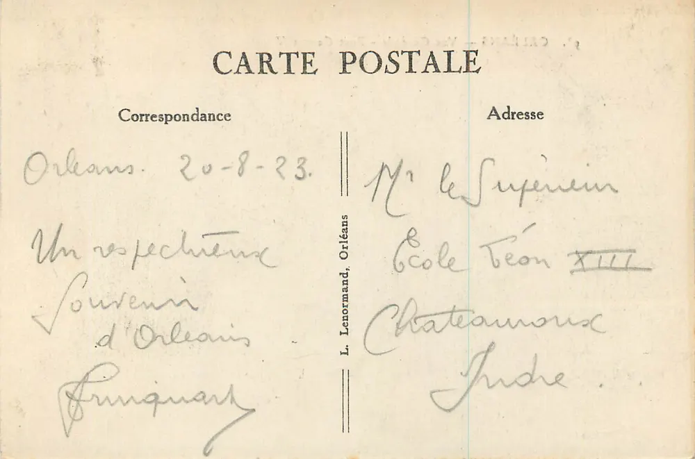 Orléans — Vista General - Puente George V — Editor no identificado, n° 93 - Reverso