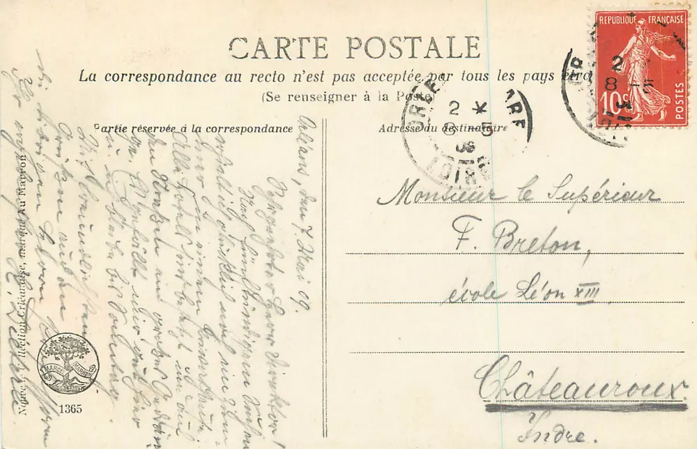 Orléans - O Hotel de Ville — editor N°1365 - Verso