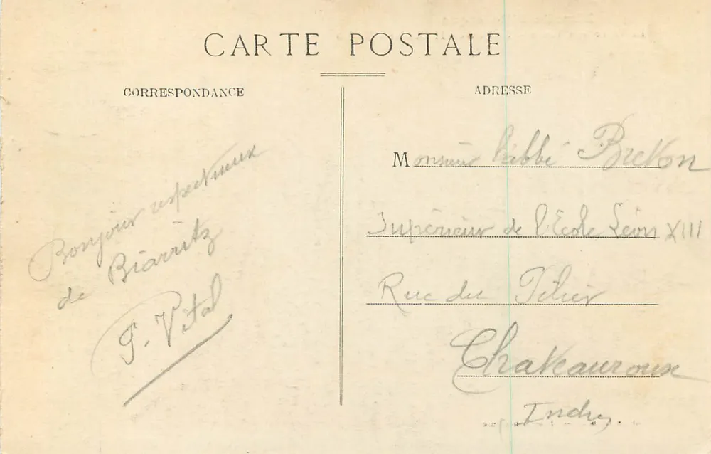 Biarritz Pittoresque — Die Welle zur Jungfrau — Sturm vom 11. Oktober — Nr. 150 — Loumian Ausgabe — Mendibreure Cliché - Rückseite
