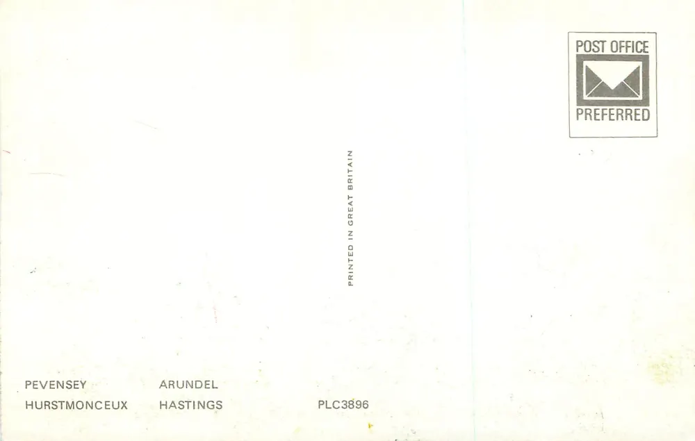 Sussex-Schlösser — Pevensey, Arundel, Hurstmonceux, Hastings — Post Office Preferred - Rückseite