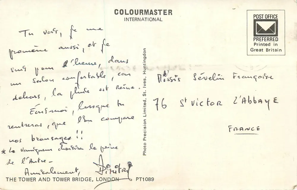 Ponte Tower — Londres — editor COLOURMASTER INTERNATIONAL, n° PT1089 - Verso