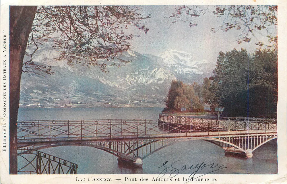 See Annecy — Brücke der Liebenden und La Fournette — Ausgabe der Dampfschiffgesellschaft - Vorderseite