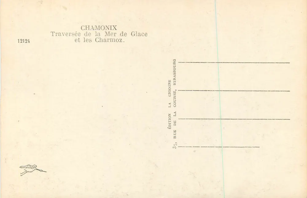 Chamonix — Traversée de la Mer de Glace et les Charmoz — Édition La Cigogne, Strasbourg - Verso