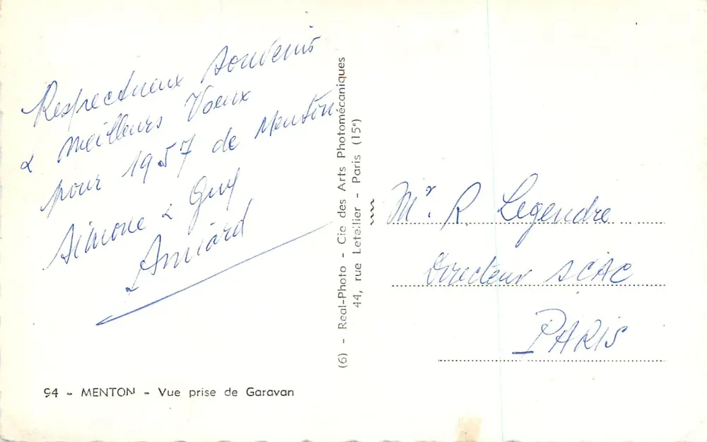 Menton — Widok z Garavan — Cie Letelier - Rewers