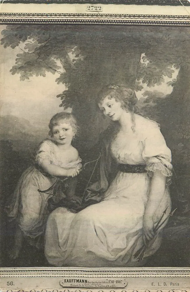 Dama e criança — obra de Kauffmann (1741-1807) — E. L. D. Paris, n° 56 - Frente