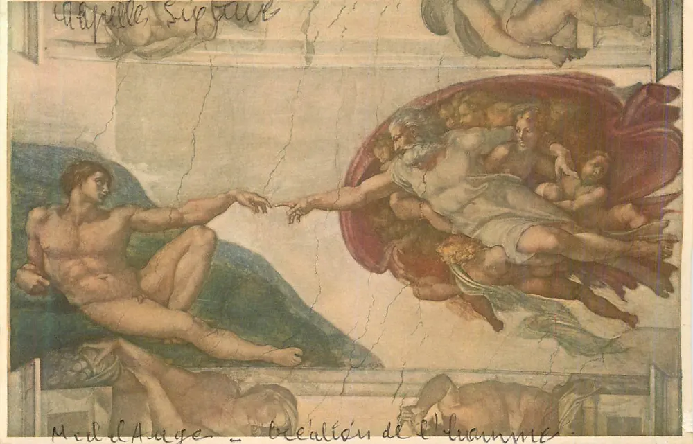 Die Schöpfung des Menschen — Sixtinische Kapelle — Verlag: Phototypie Édouard Pogge, Mailand, Nr. 660 - Vorderseite
