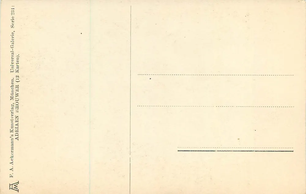 Três fumantes — Adriaen Brouwer — F.A. Ackermann's Kunstverlag, série 231 - Verso
