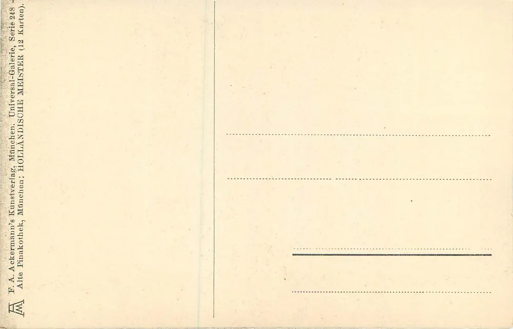Menino e cachorro — G. Ter-Borch — série 2565 — editor F.A. Ackermann, Munique - Verso