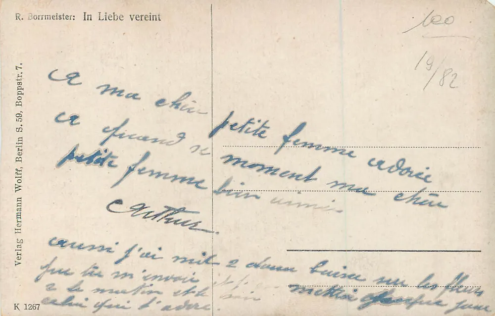 Nouveau couple — mariage — R. Borrmesteier, n° K 1267 - Verso