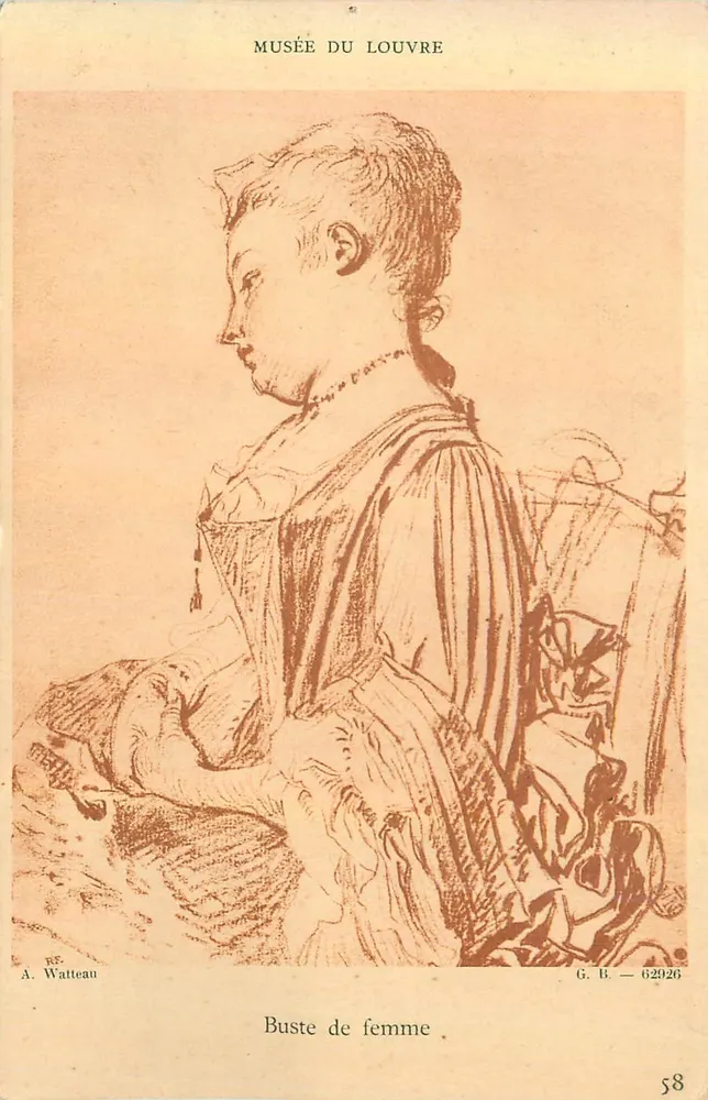 Busto de mulher — obra de A. Watteau — Museu do Louvre — G.B. 62926 - Frente