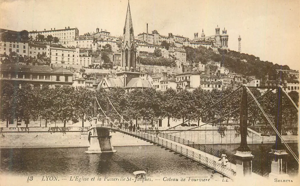 Lyon — Die Kirche und die Brücke Saint-Jacques — Coteau de Fourvière — Selecta - Vorderseite