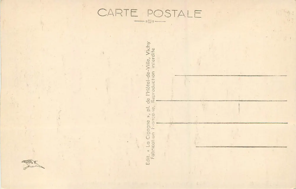 Vichy — Un coin du Parc des Célestins — La Cigogne, n°383 - Verso