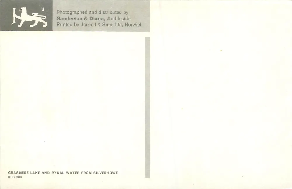 Lago Grasmere e Rydal Water — Sanderson & Dixon, Ambleside — KLD 300 - Verso