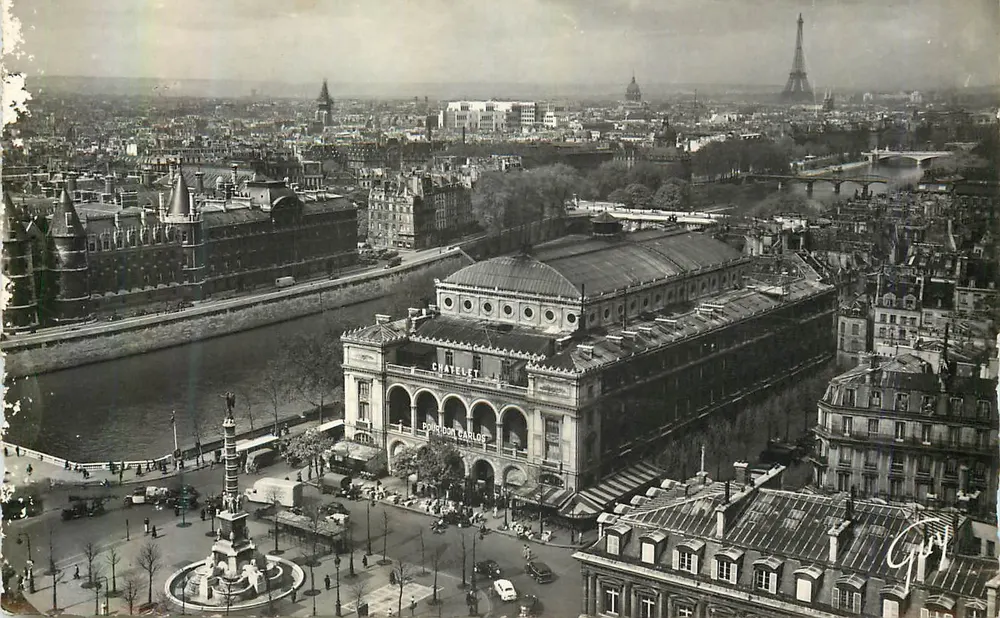 Paryż i jego cuda — Piazza du Châtelet i teatr du Châtelet — Wydawnictwo Laconte, nr 3235 - Awers
