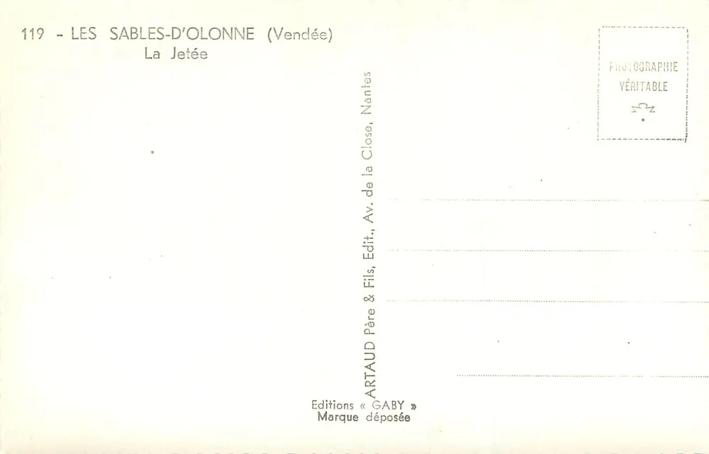 Les Sables-d'Olonne (Vendée) — A Doca — Éditions Gaby - Verso