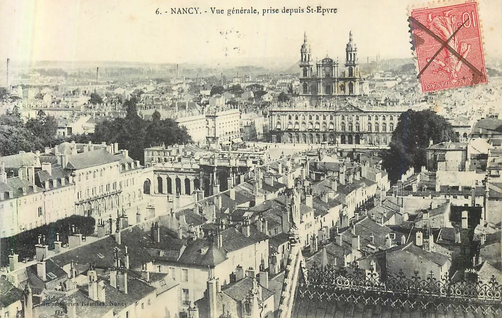 NANCY - Vista general, tomada desde St-Epvre — Imp. Reindles, Nancy, n°6 - Anverso
