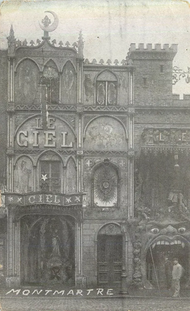 Le Ciel — théâtre décoré en style gothique avec mascarons et lune — éditeur IMPRIMÉ SUR LA CARTE : MONTMARTRE - Frente