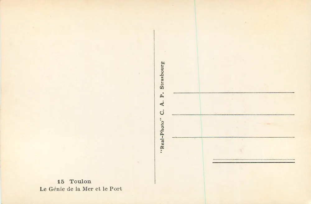 Toulon — Le Génie de la Mer et le Port — C. A. P. Strasbourg - Verso