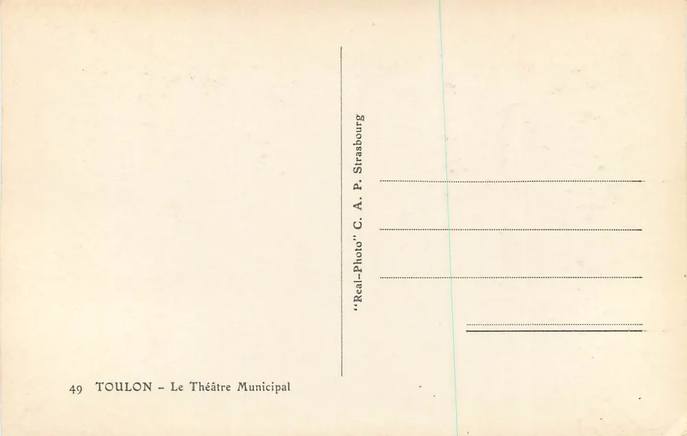 Toulon — O Teatro Municipal — C. A. P. Strasbourg - Verso