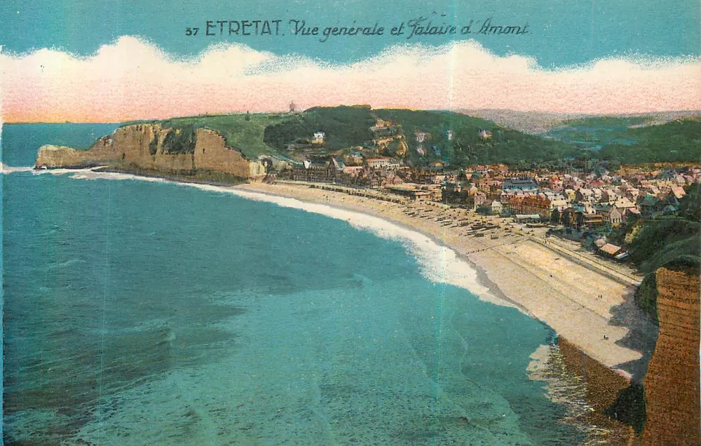 Etretat — Vue générale et falaise d'Amont — n°37 - Recto