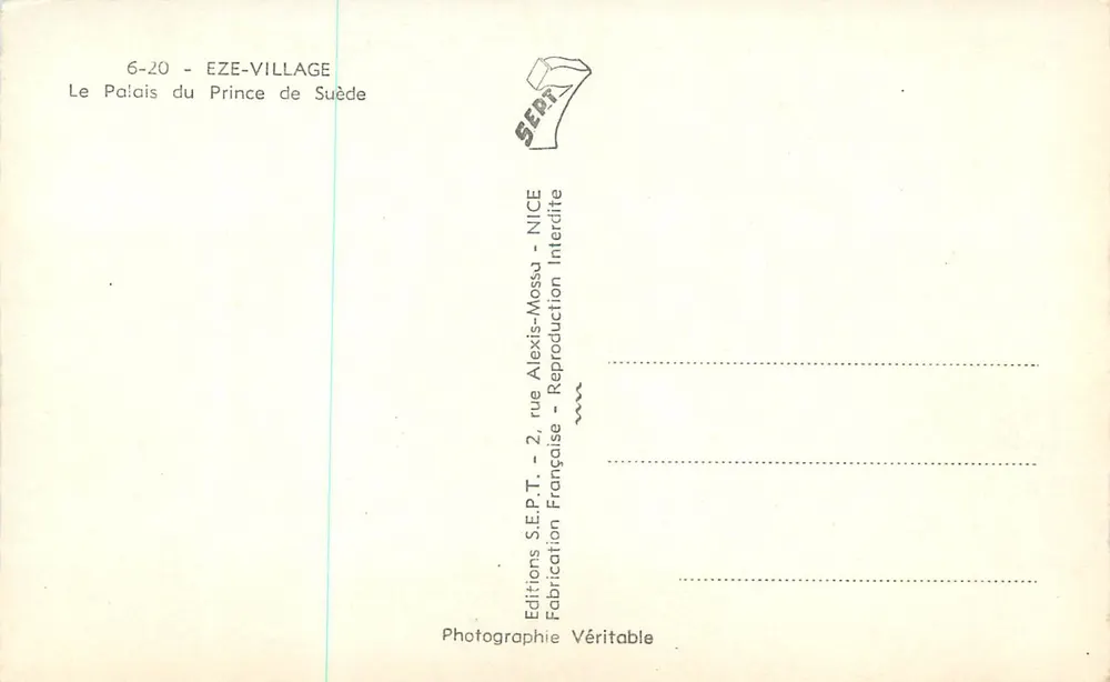 Eze-Village — The Prince of Sweden's Palace — Editions SE.P.T. - Back