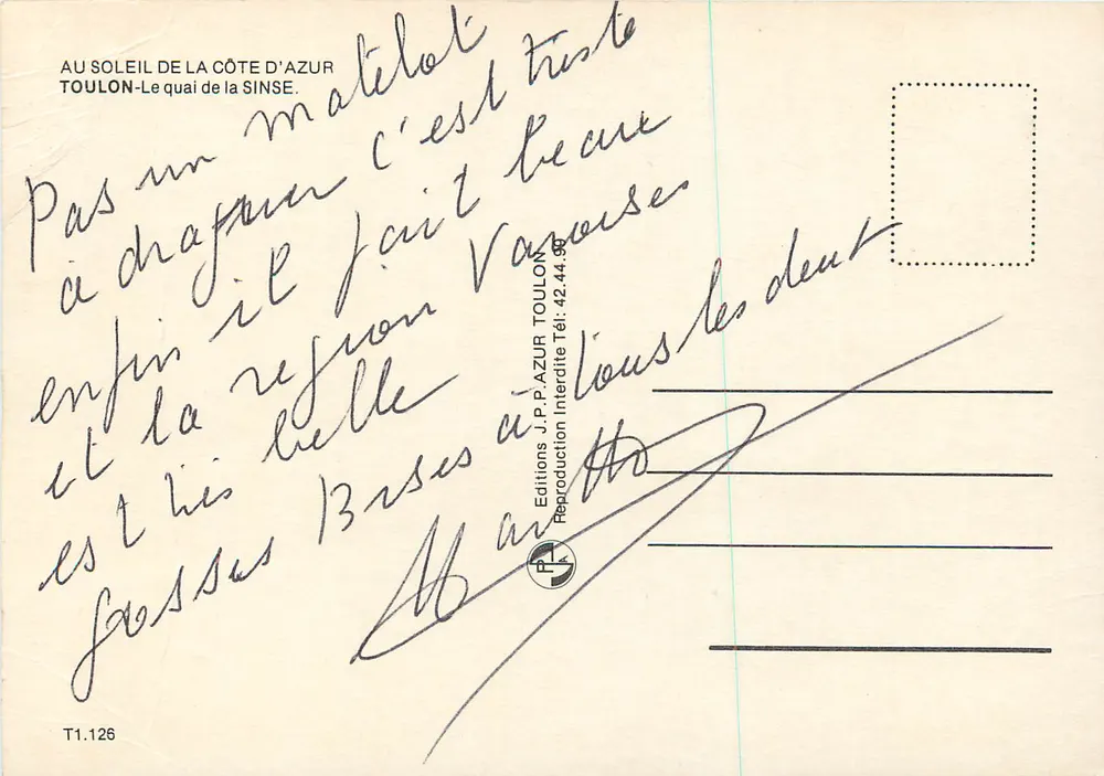 Toulon — Freizeithafen — Éditions J.P. AZUR - Rückseite