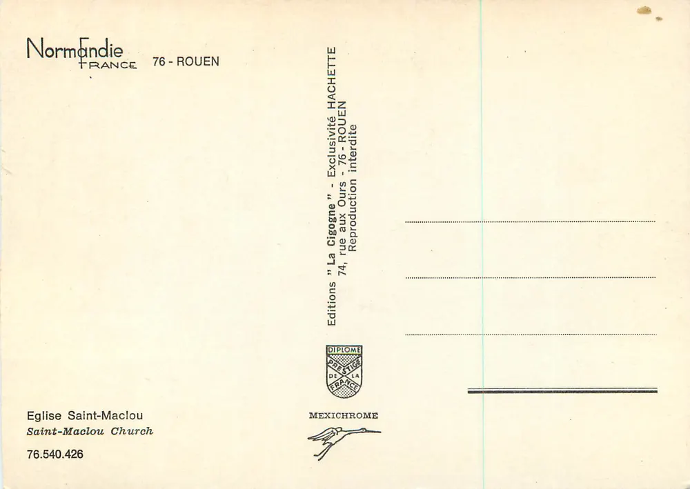 Kirche Saint-Maclou — Rouen — Editions Hachette - Rückseite