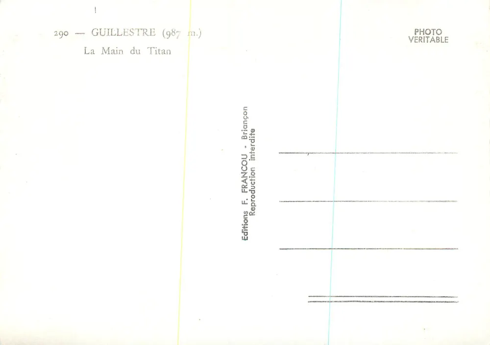 De Hand van de Titan — Guillestre (987 m.) — Edities F. Francou - Achterkant