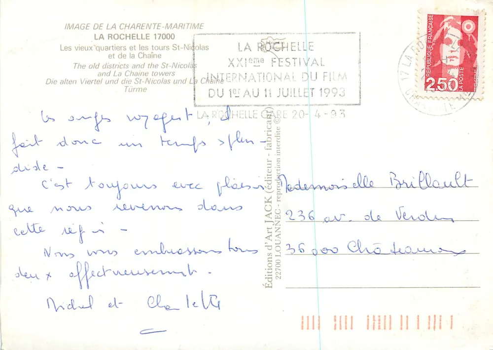 La Rochelle — Os velhos bairros — Edições d'Art Jack - Verso