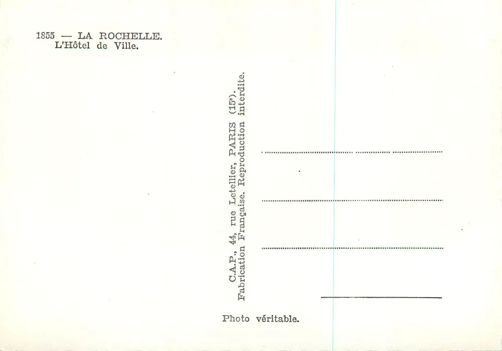 La Rochelle — The City Hall — C.A.P. Paris - Back