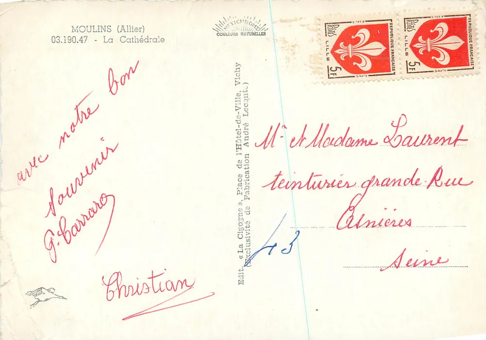Moulins (Allier) — La Cathédrale — Éditeur LA GIGOGNE - Verso