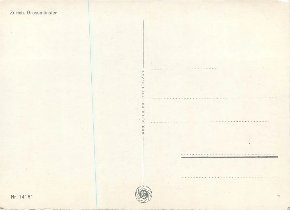 Zurich - Grossmünster — editor Rud. Suter, n° 14161 - Verso