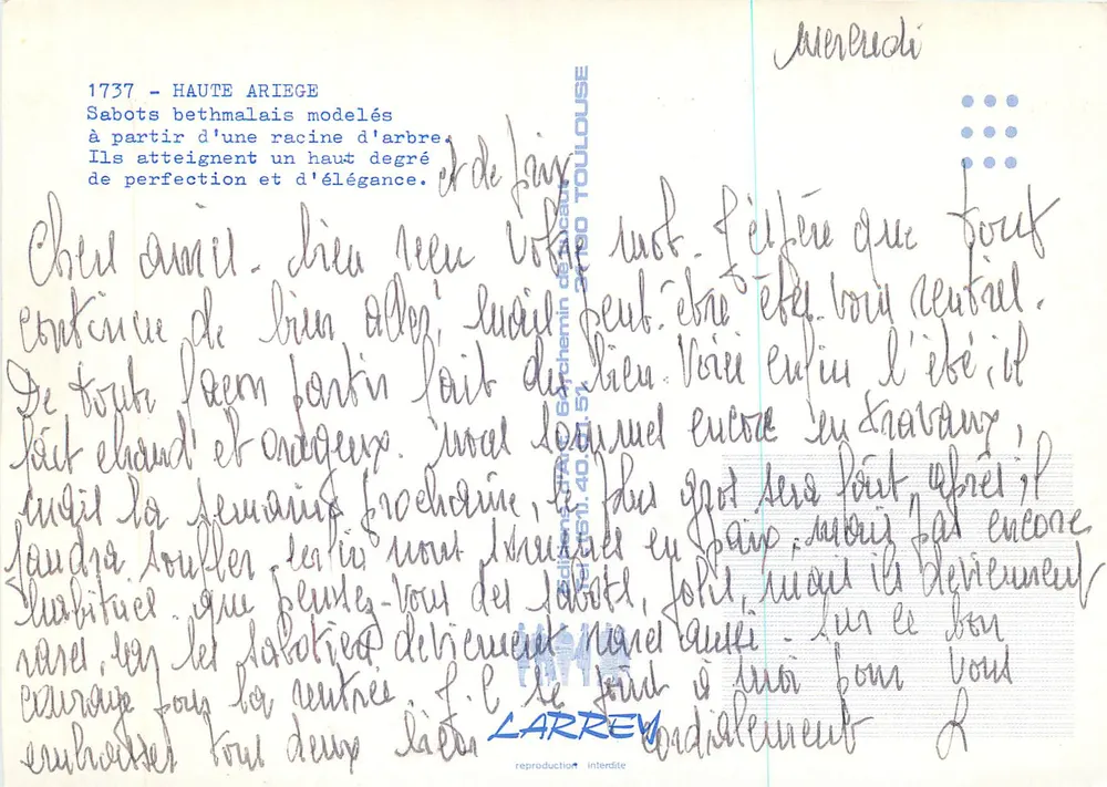 Sabatos bethmalais — Alta Ariège — ediciónes Garchemin de Toulouse - Reverso