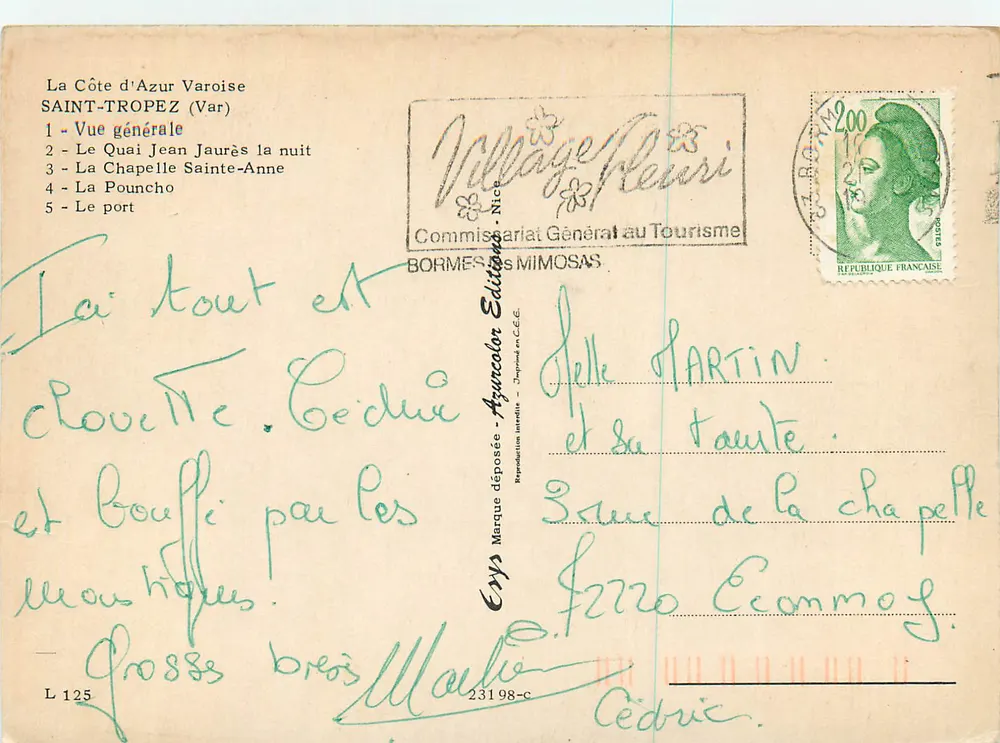 Saint-Tropez — vista geral, quai, capela, porto — Edições Azurcolor - Verso