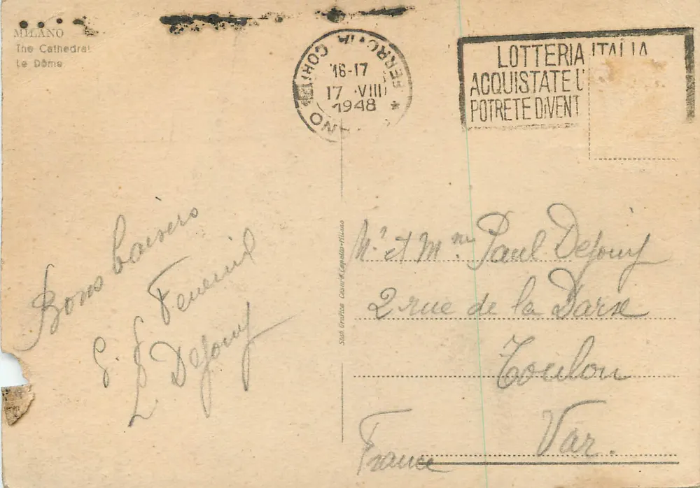 Milano - Il Duomo — cathédrale gothique avec foule devant, éditeur Stabilografia Caccia & Cappellari Milano - Verso