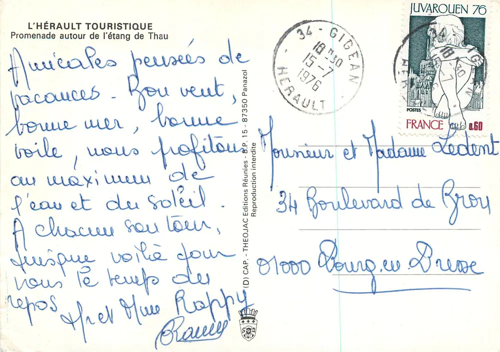 Spaziergang um den Étang de Thau — L'Hérault Touristique, Editionen Théoujac - Rückseite