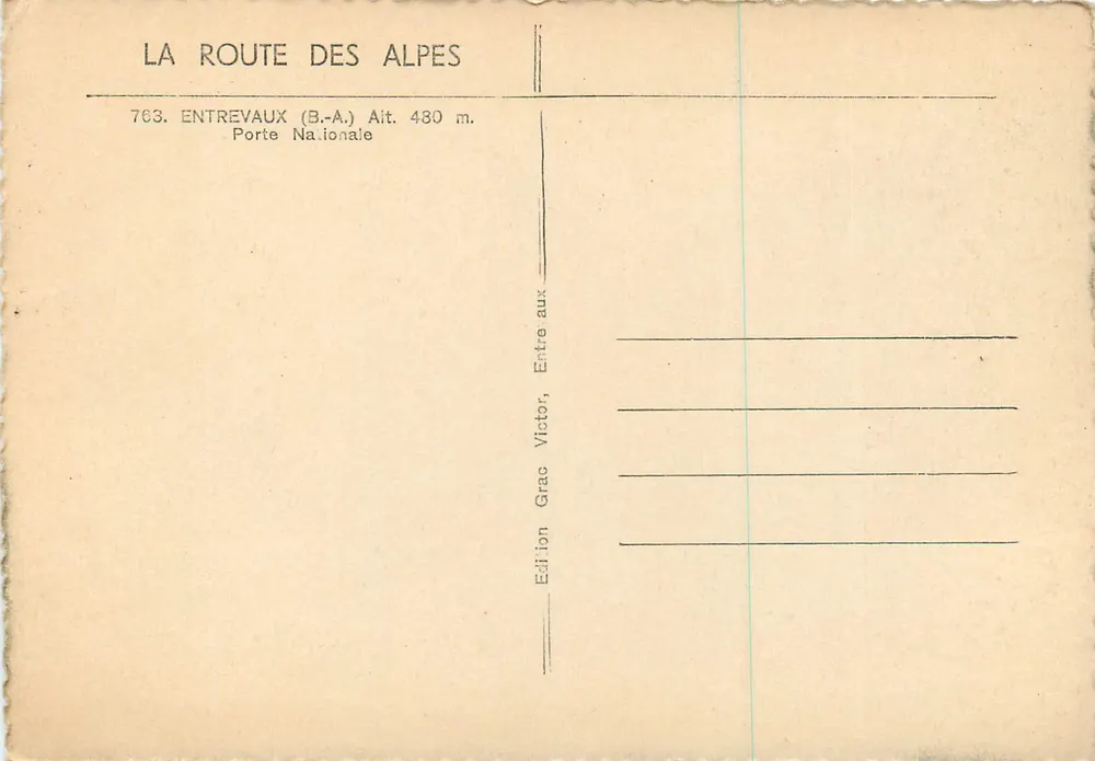 Entrevaux — Nationale Pforte — Édition Grac aux - Rückseite