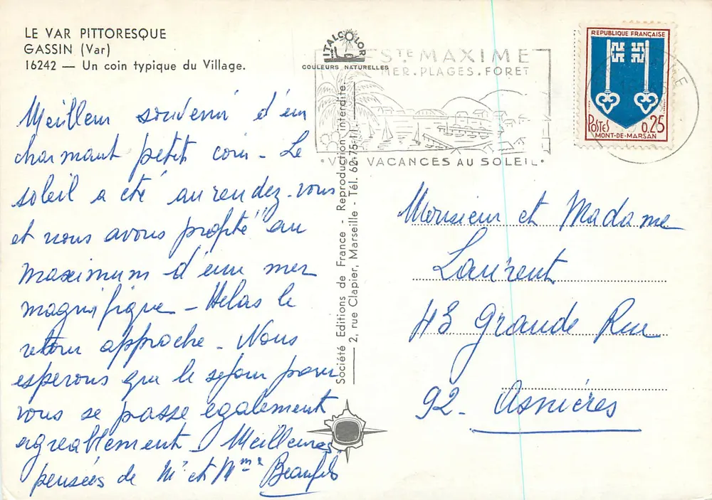 Gassin (Var) — Ansicht eines malerischen Ortschaftsteils — Éditions de France - Rückseite