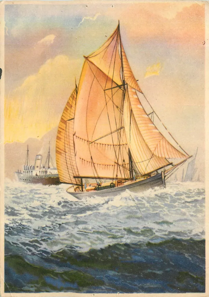 Vela e vapor — Mar agitado — COLOPRINT - S.P.R.I. - Bruxelas, n°6087 - Frente