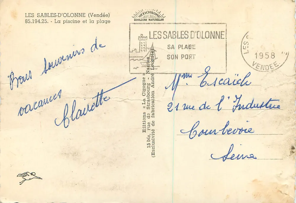 Les Sables-d'Olonne — La piscine et la plage — Mélichrome - Verso