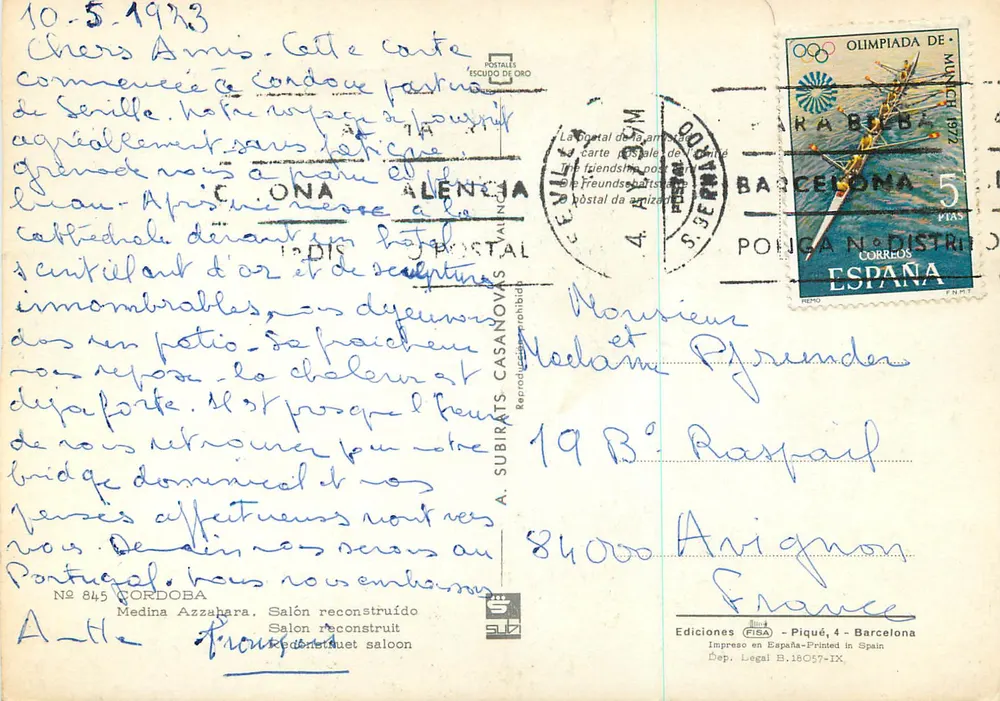 Córdova — Moskee-Kathedraal — Uitgever A. Subirats Casanovas, n° 845 - Achterkant