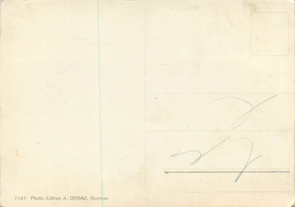 Sobre as Aiguilles de Baulmes — Bec du Gros Vé — Photo-Edition A. DERIAZ, Baulmes - Verso