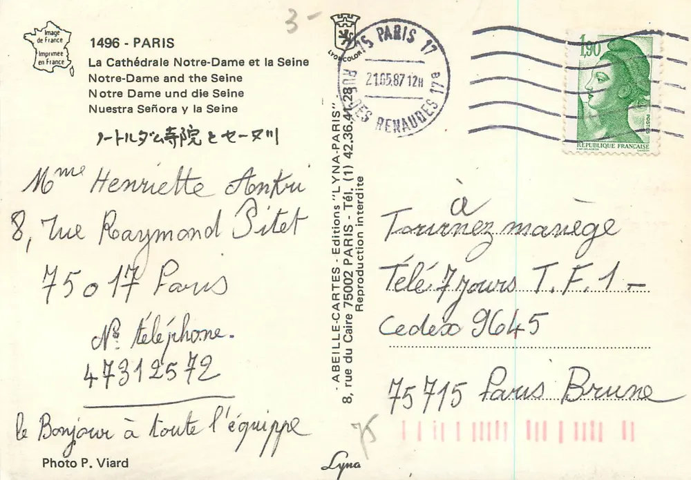 Notre-Dame de Paris — die Kathedrale und die Seine — Éditions 'L'YNA-PARIS' - Rückseite