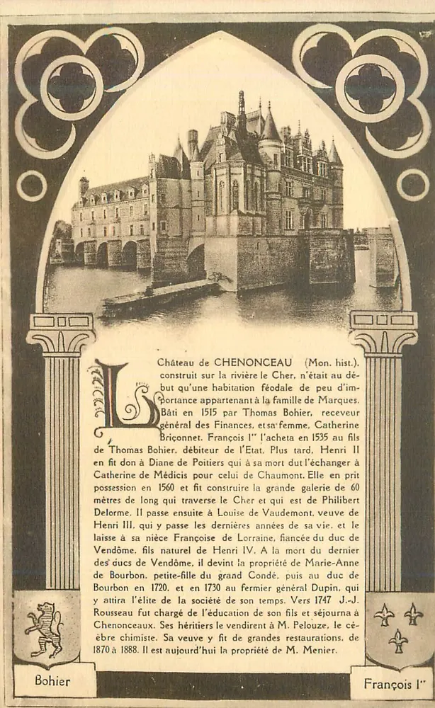 Castelo de Chenonceau — História e proprietários — A. Papeghin, Paris-Tours - Frente