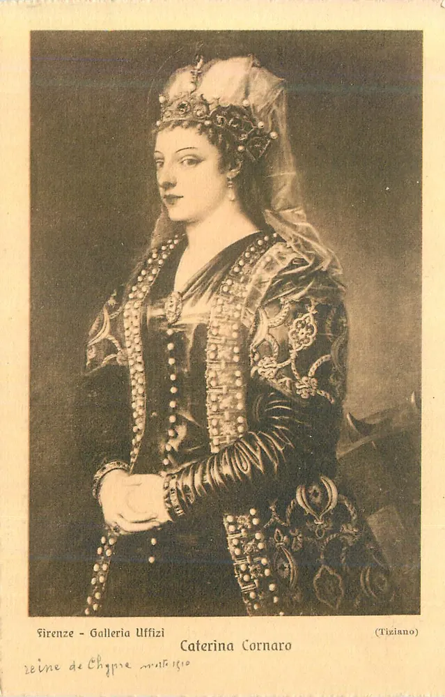 Caterina Cornaro — Königin von Zypern — Tiziano — Galerie Uffizi, Florenz - Vorderseite